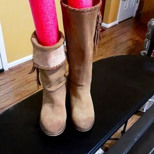Leather boots suede brownish tan sz.10